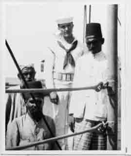 Merchants on board Connecticut, Ceylon (Sri Lanka), December 1908.