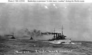 A little heavy weather during cruise. Ships seen are of Virginia class.