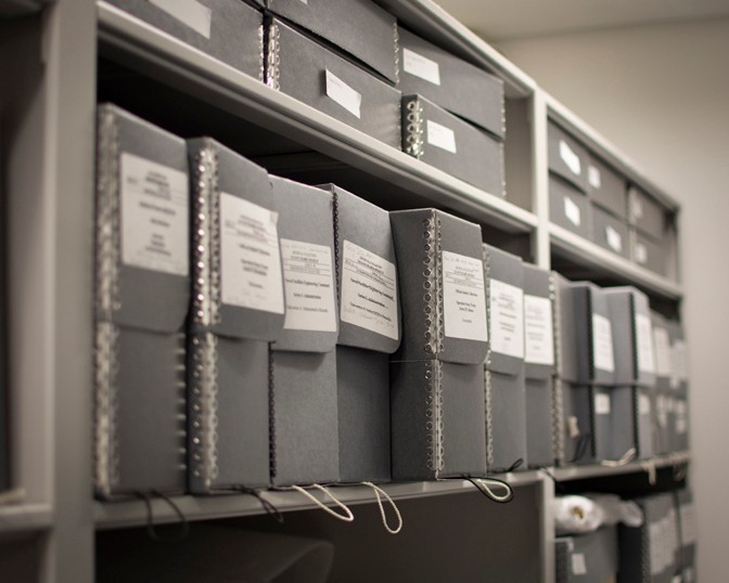 Archival boxes at NMAS