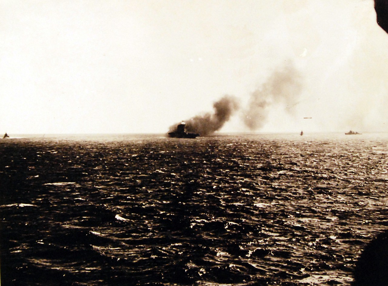 80-G-16640:   Battle of the Coral Sea, May 1942.    USS Lexington (CV 2) on fire following the Battle of the Coral Sea, 8 May 1942.  Official U.S. Navy Photograph, now in the collections of the National Archives.     (4/10/2014).