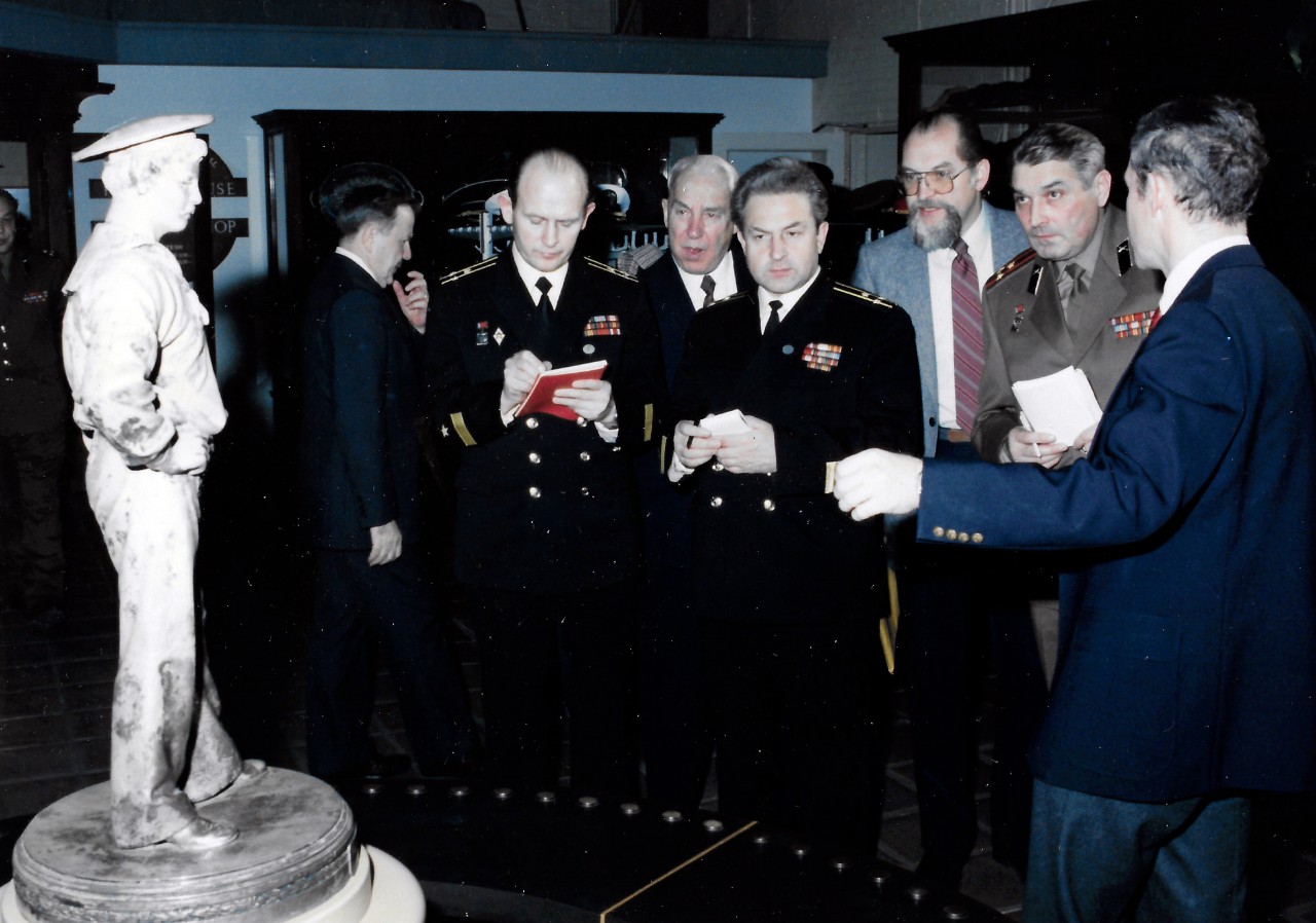 NMUSN-109: Soviet Military Museum Delegation, December 1988. On December 16, 1988, a delegation of Soviet military museums visited the Navy Museum (now National Museum of the U.S. Navy) under an exchange which promoted an understanding of the two...