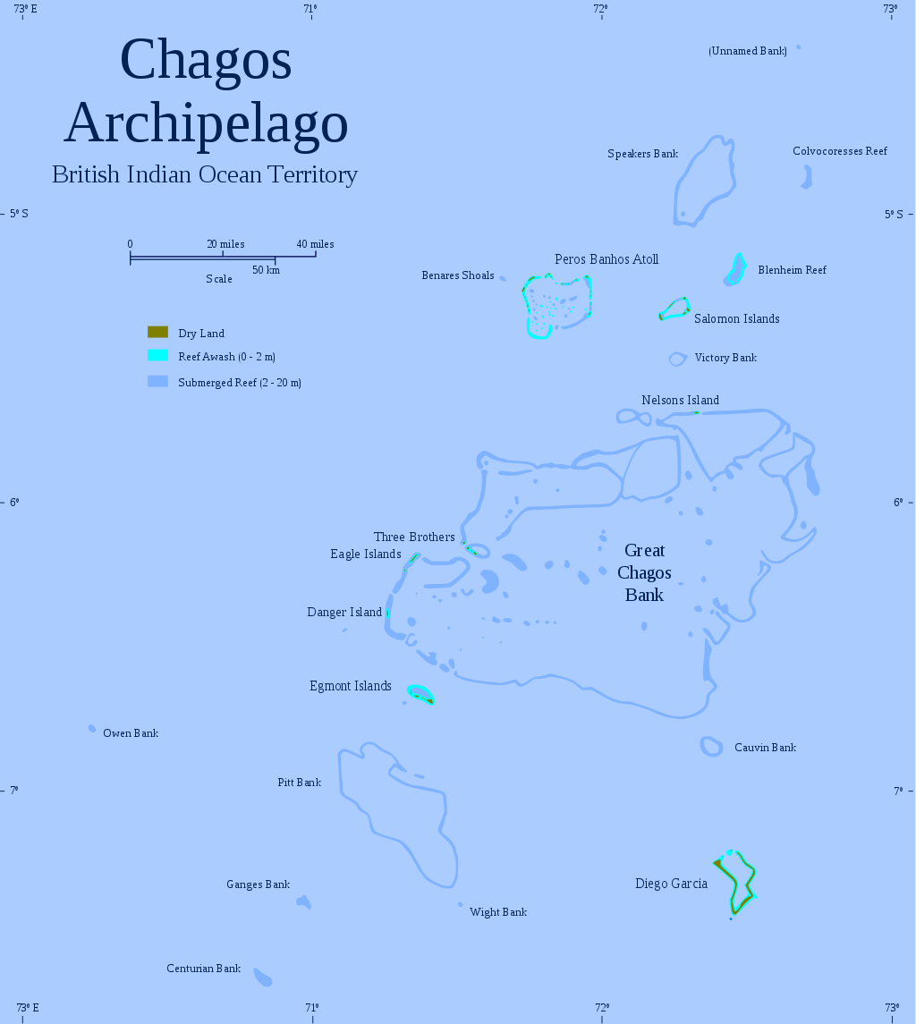 Digital map of the British Indian Ocean Territory, Chagos Archipelago