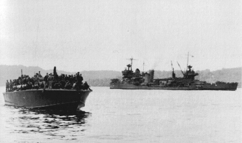 PT boat at Tulagi with Northampton Survivors after the Battle of Tassafaronga