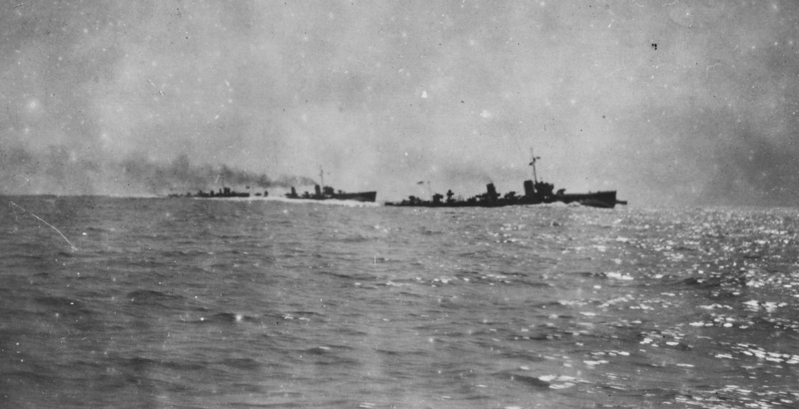 Bombardment of DURAZZO during World War I. British destroyers