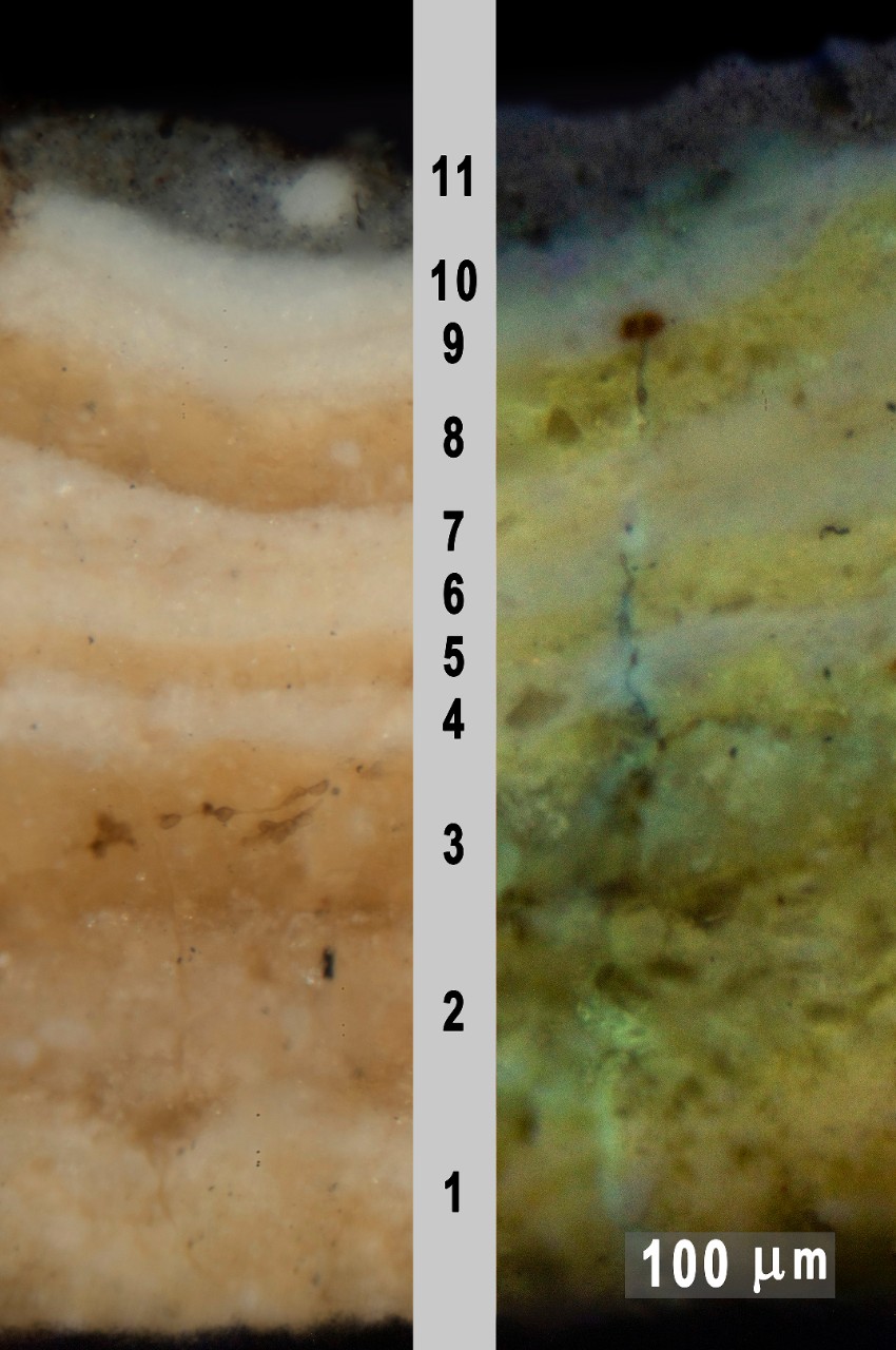 photo of cross-section of paint of ship