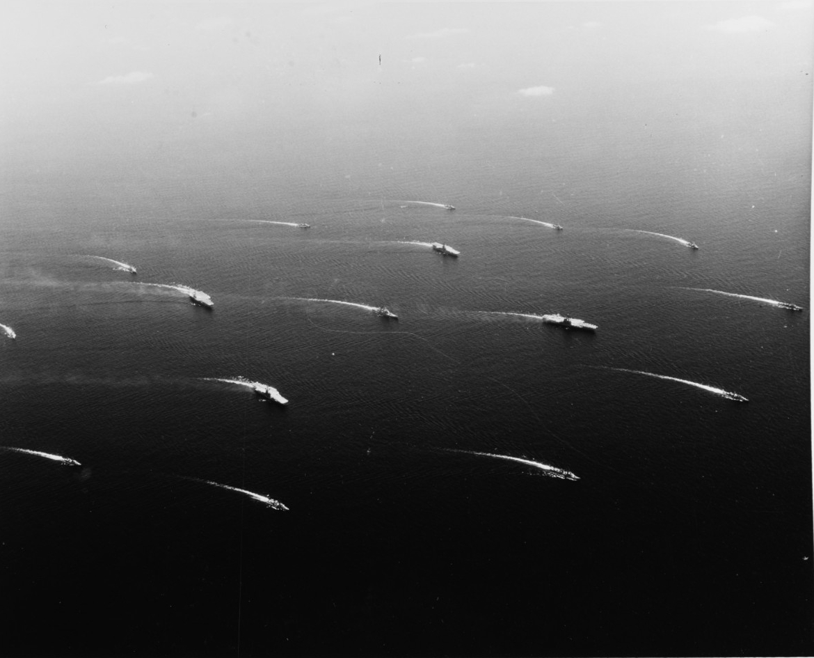 Task Force 77 in formation off North Vietnam, March 1965. (USN 1111484)