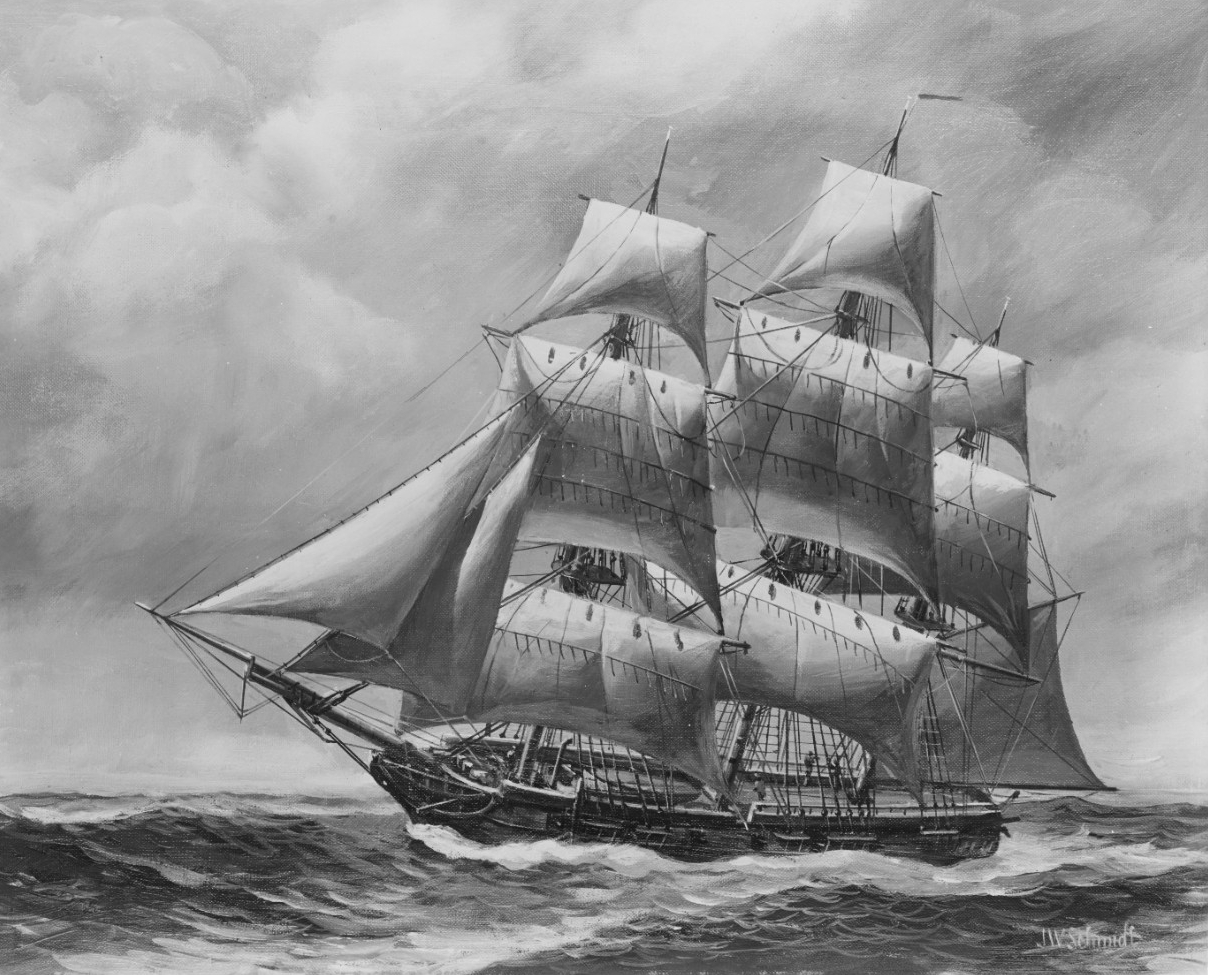 Drawing of Continental 18-gun sloop-of-war Saratoga. (NH 108647)