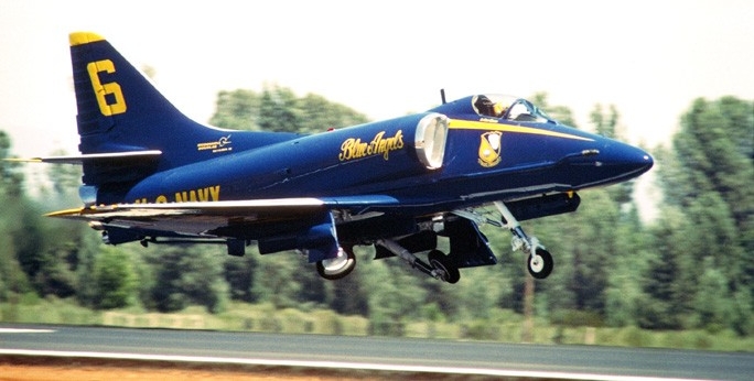 Blue Angels A-4 Skyhawk takes off