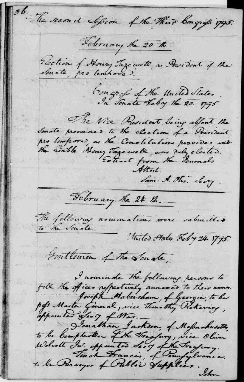 Original Tench Francis Jr. appointment letter, page 1