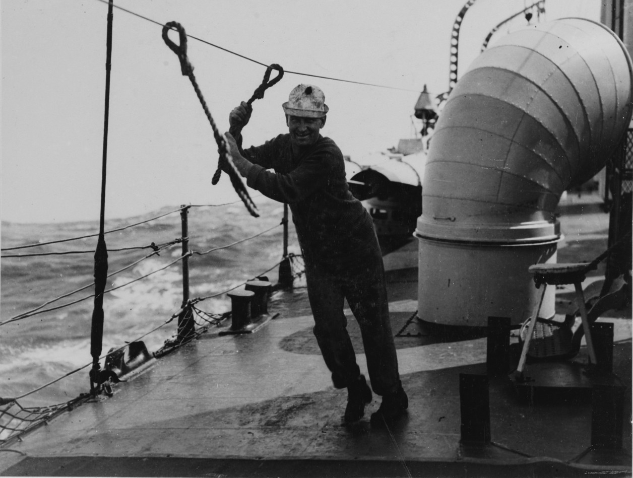 Life Line on a U.S. Destroyer for Rough Weather