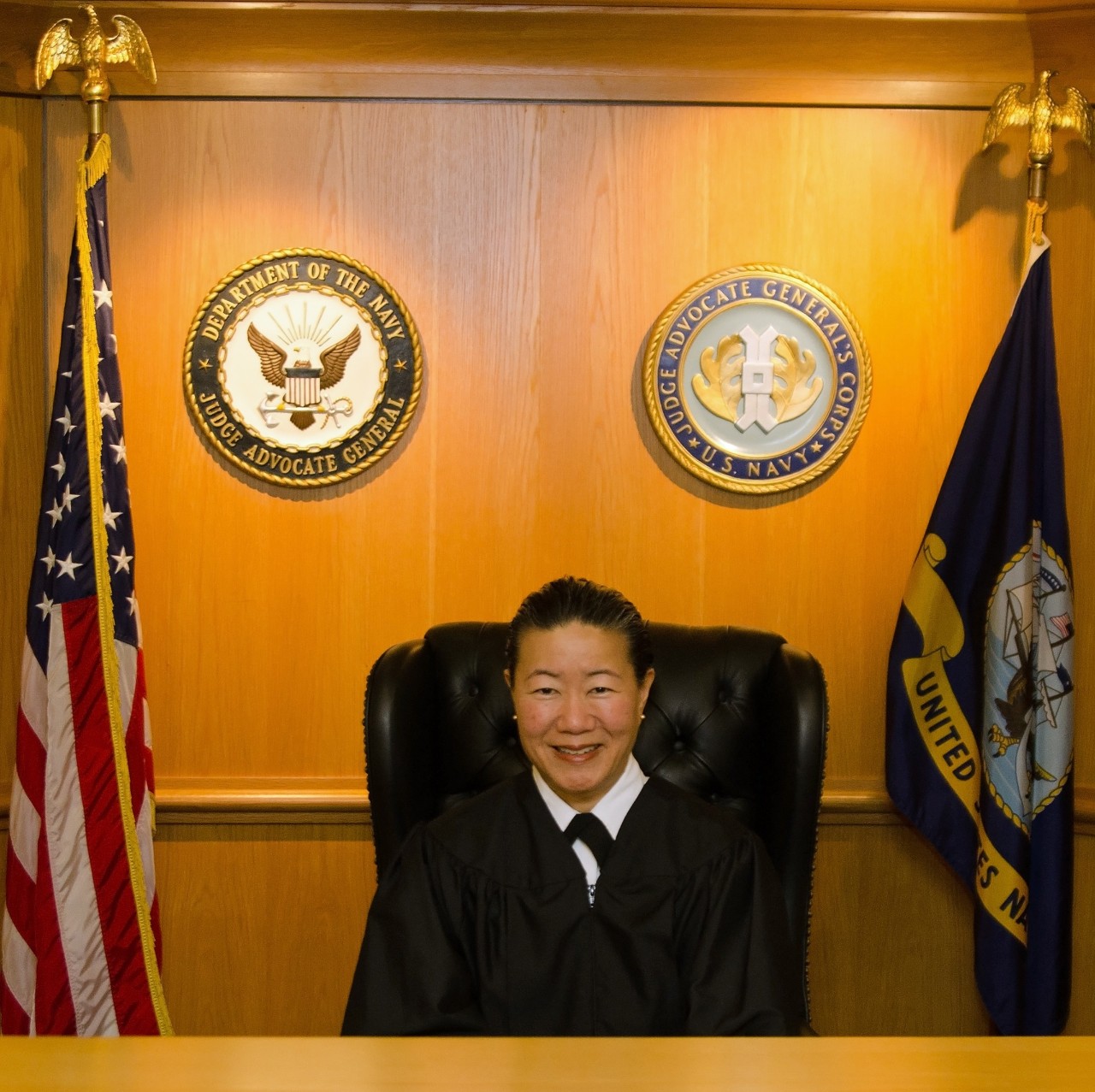 CAPT Ann K. Minami, JAGC, USN, as a military judge, 2015 (courtesy of Ann K. Minami)