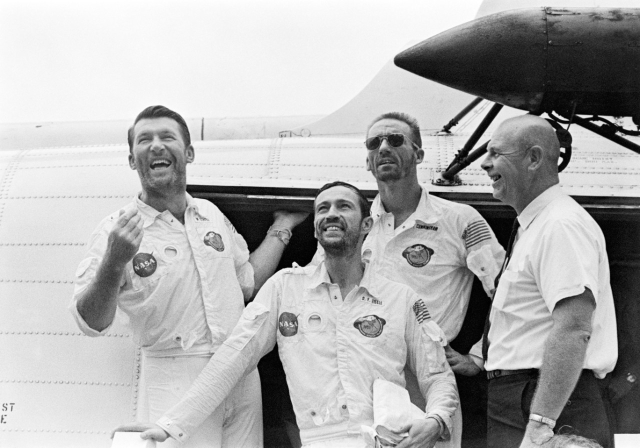 The Apollo 7 Crew Aboard the USS Essex