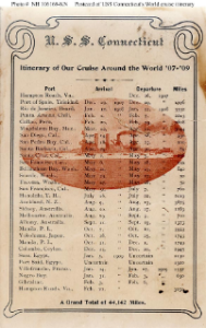 NH 106168-KN: Postcard with itinerary for USS Connecticut.