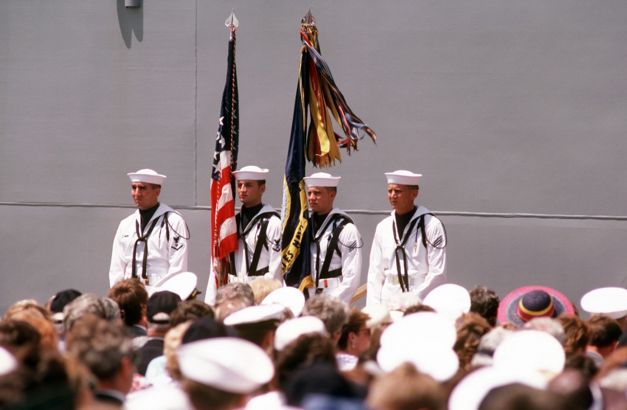 A U.S. Navy Color Guard presented the Colors