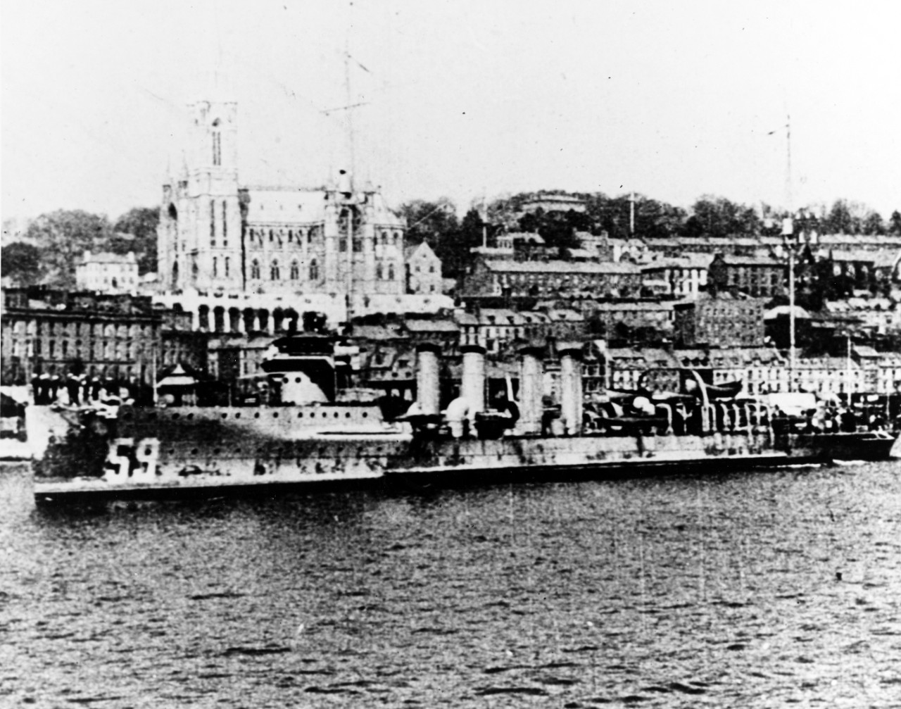 USS Porter (DD-59) arriving at Queenstown, Ireland.