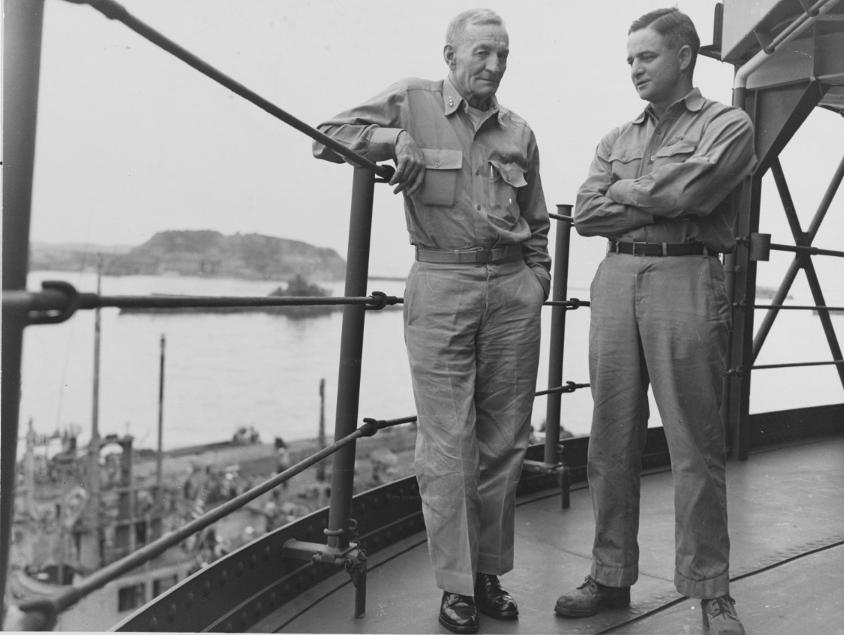 Vice Admiral John S. McCain, USN, with his son, Commander John S. McCain, Jr.