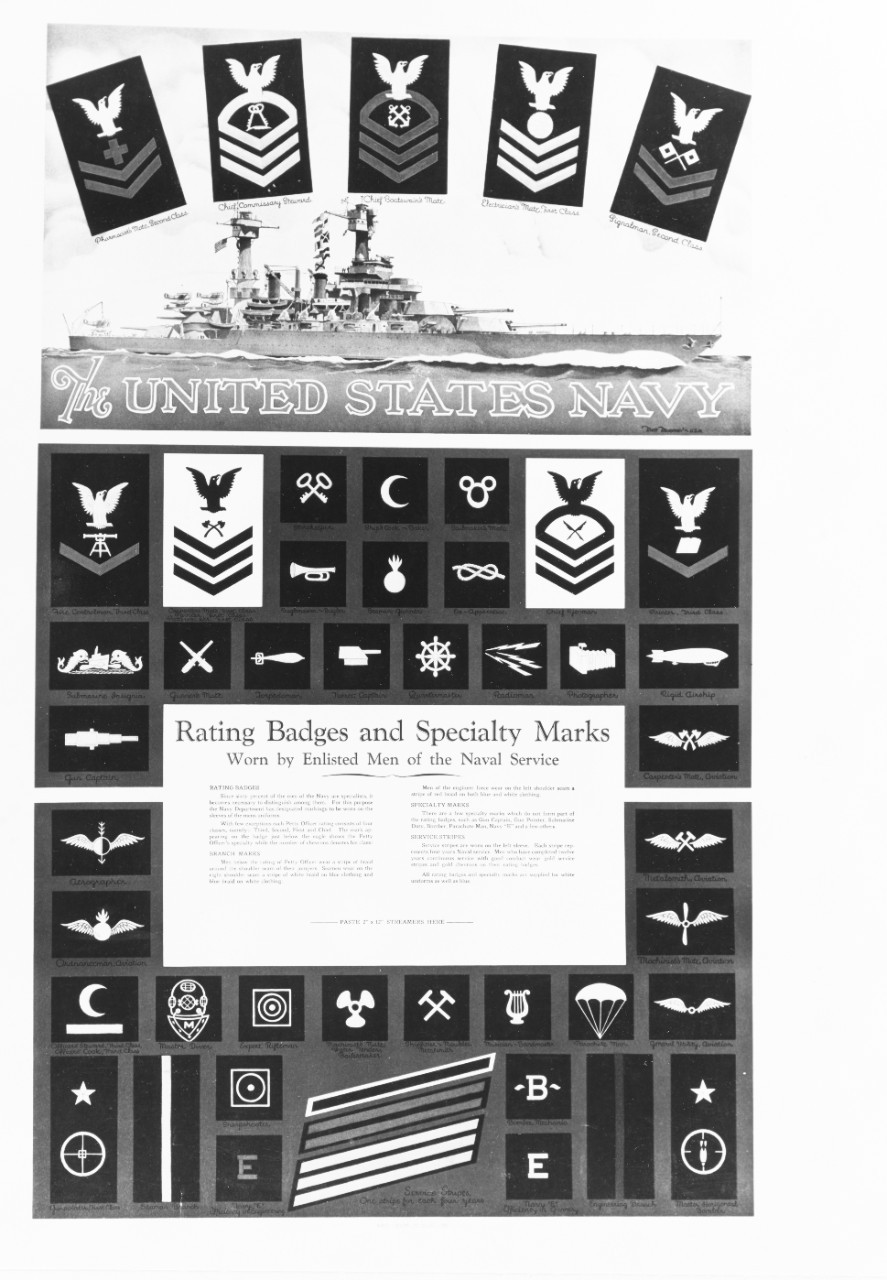 NH-95876-KN. Recruiting Poster: The United States Navy" rating badges and specialty marks.