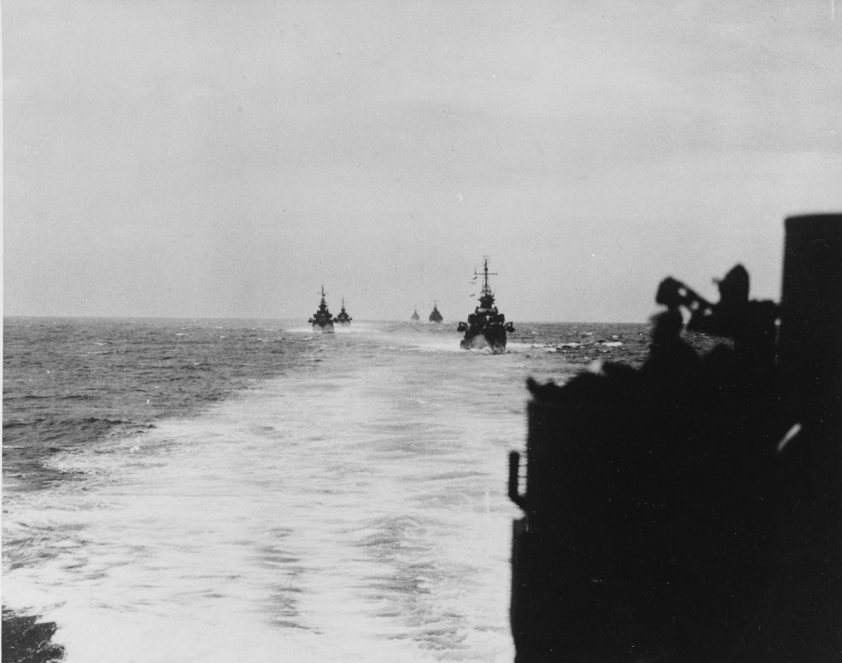 Ships of Task Force 18 underway in the Solomons