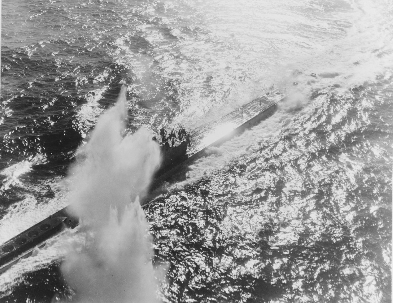 Fighting the foe from Salerno to Tarawa--Depth charge blasts Nazi sub