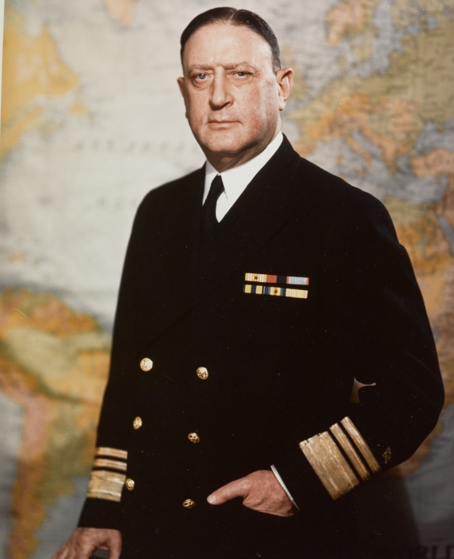 Vice Admiral Ben Moreell, (C.E.C.), USN., Chief of the Bureau of Yards and Docks, circa mid-1945