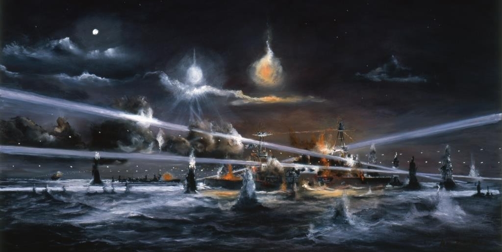 Painting of Houston during the Battle of Sunda Strait.