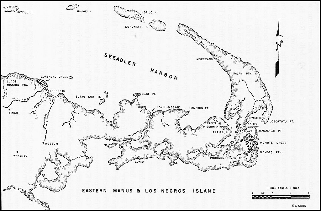 Map of Los Negros, Admiralty Islands