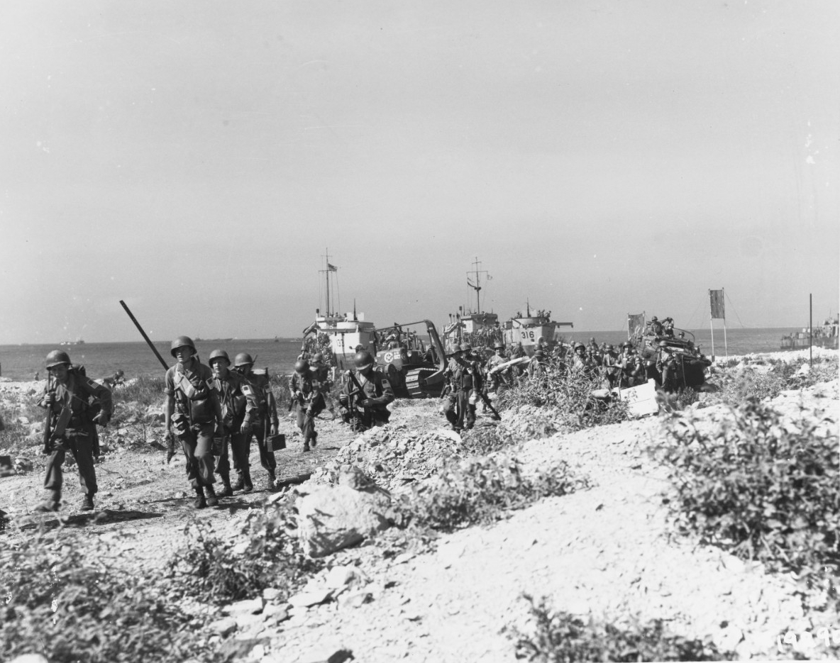 Southern France Invasion, August 1944. U.S. troops come ashore on "D-Day"