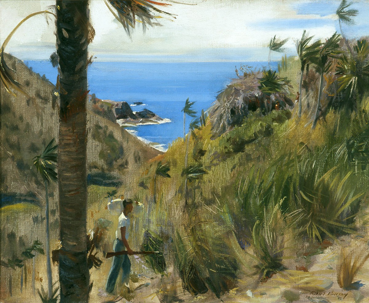 The oil painting "Windward Hill," by Albert Murray, painted in 1943, was found in 2001 in an auction on the Ebay website.