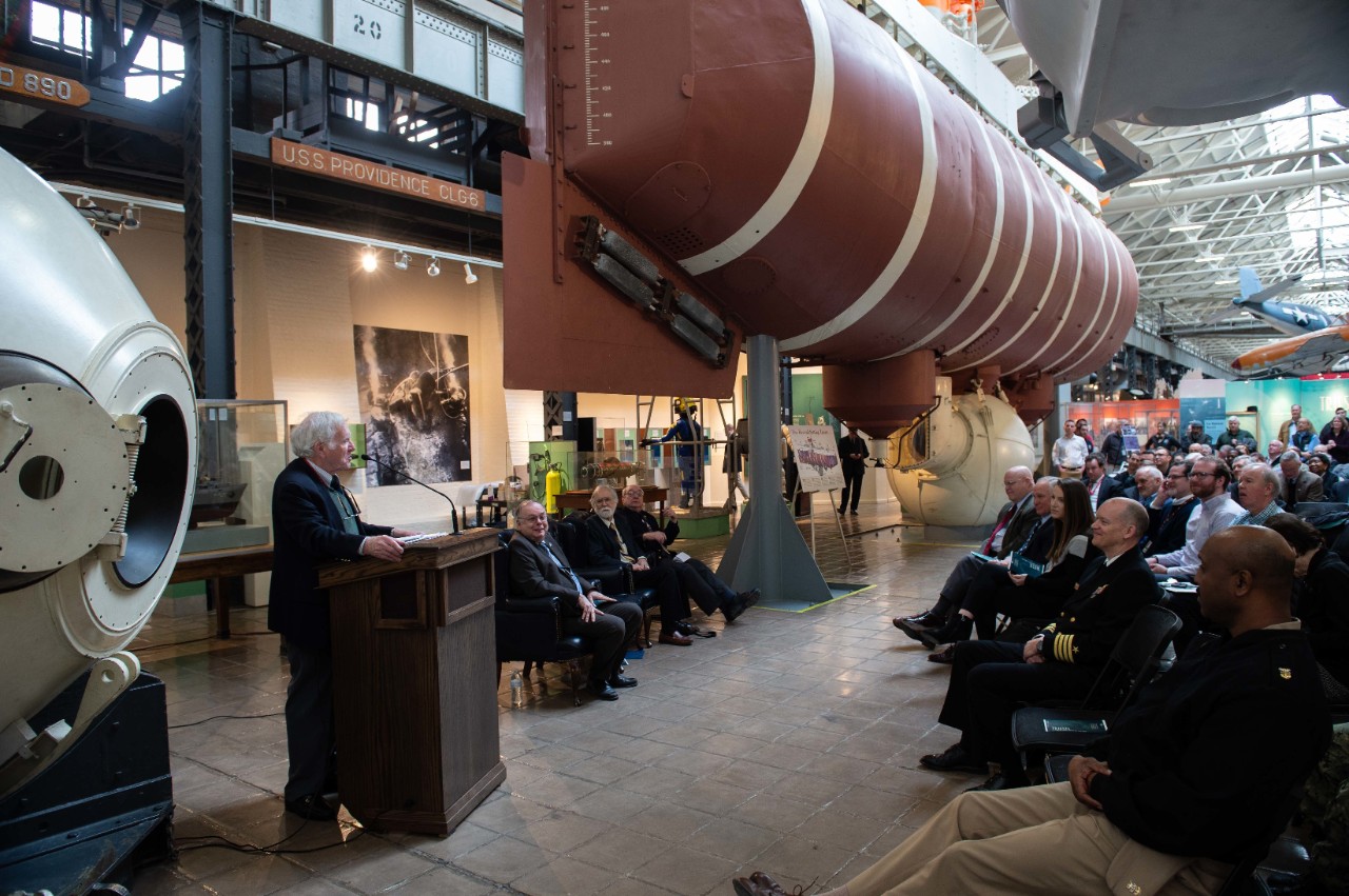 Retired Capt. Don Walsh speaks at 60th commemoration of Trieste's dive to the Challenger Deep