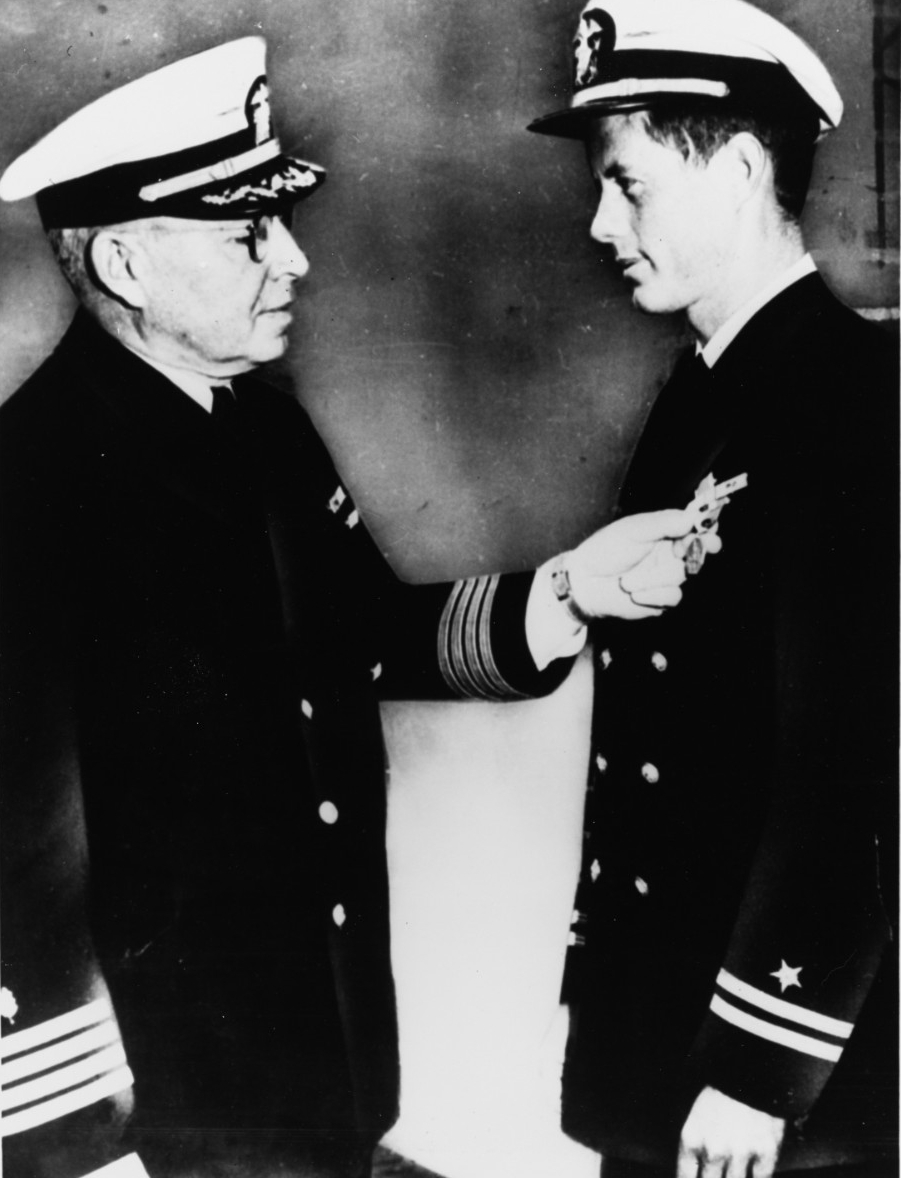 Lt. (j.g.) John F. Kennedy received the Navy and Marine Corps Medal