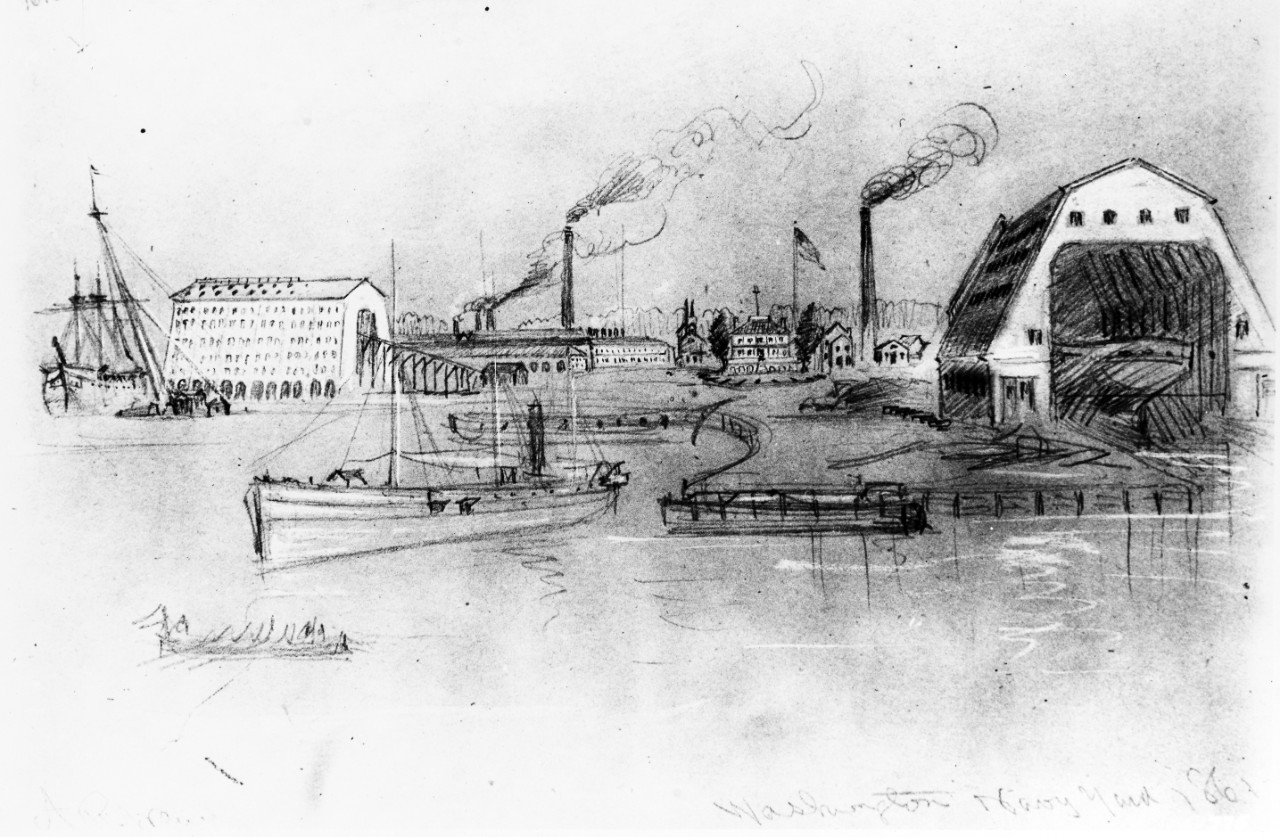 Sketch of the Washington Navy Yard in 1861