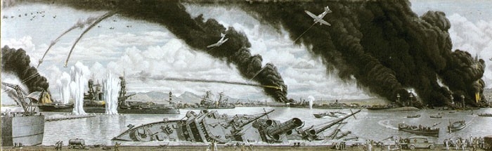 Drawing of “The Japanese Sneak Attack on Pearl Harbor”