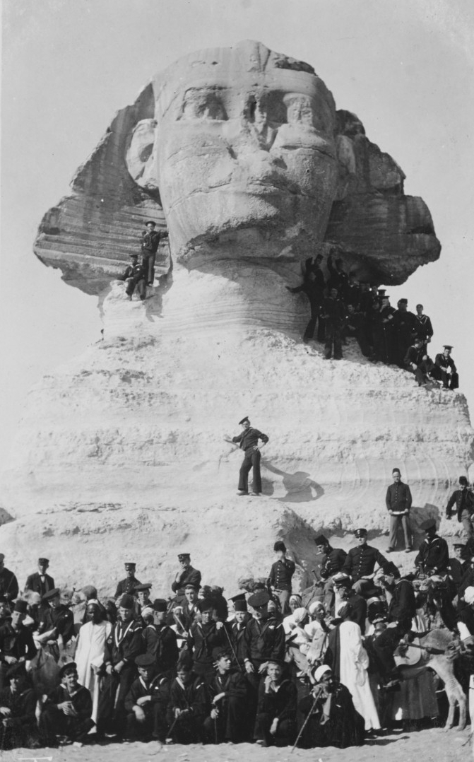 Sailors from the Great White Fleet at the Great Sphinx of Giza