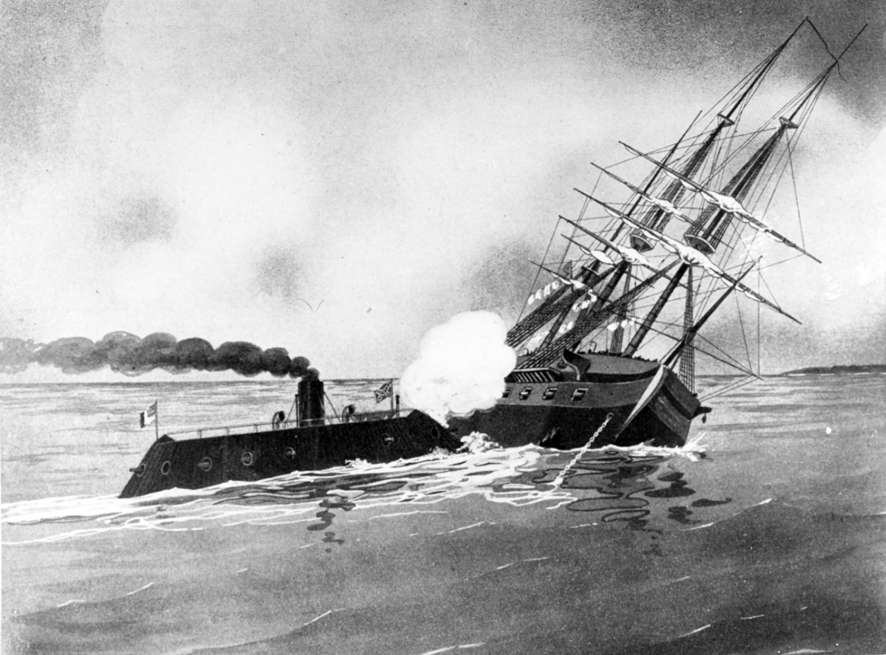 Ironclad CSS Virginia rammed wooden-hulled USS Cumberland