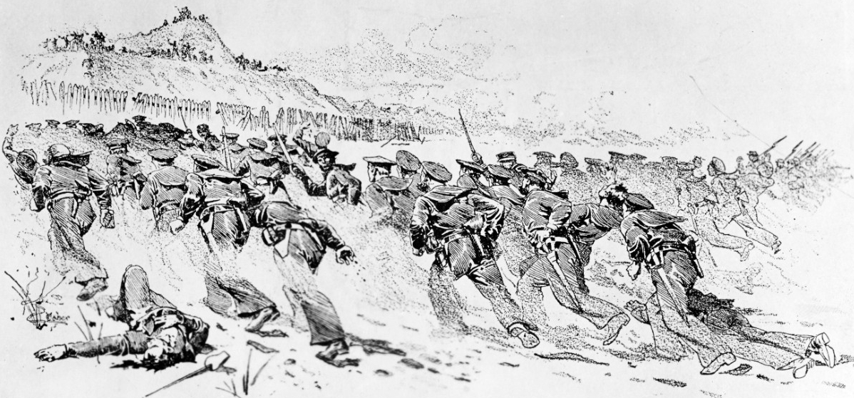 Drawing of the Battle of Fort Fisher