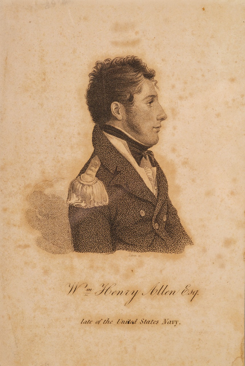 Profile portrait of W Henry Allen in early 19th century uniform 