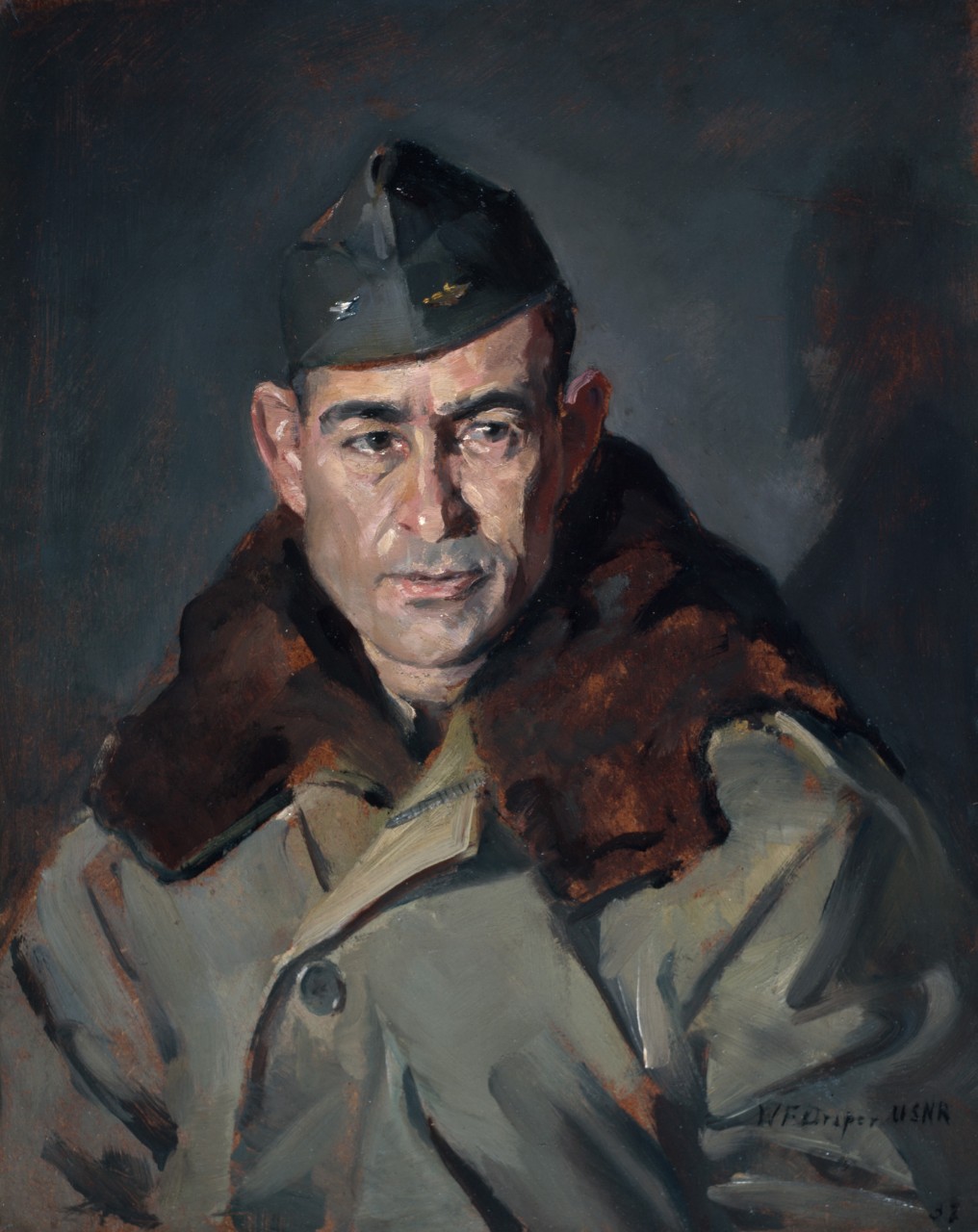 Portrait of a navy officer in a cold weather outerwear