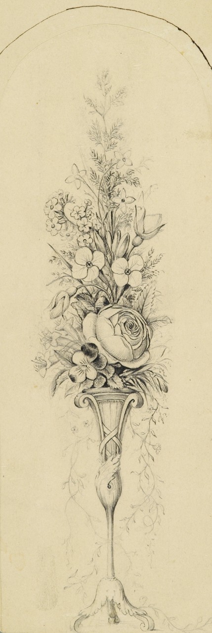 A vase with an arrangement of flowers