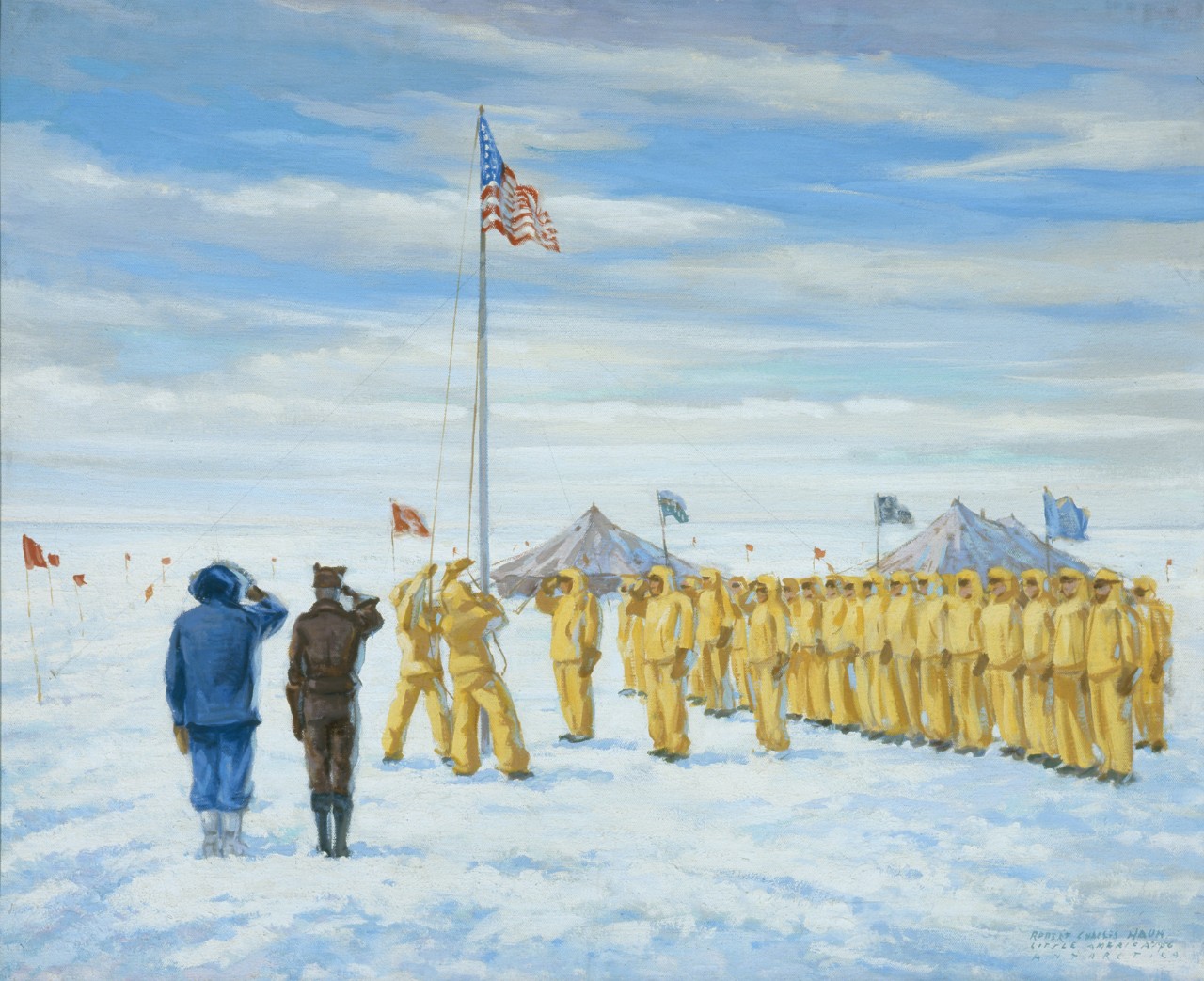 Ceremony around the flag pole