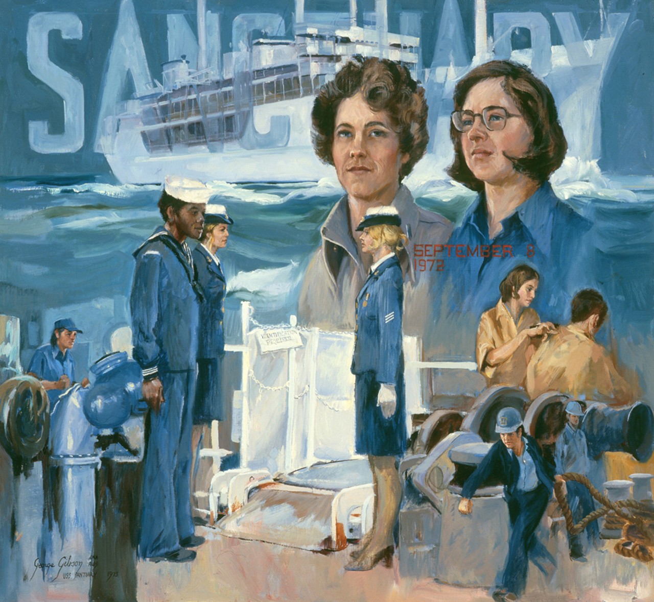 A montage of women and African Americans related to USS Sanctuary