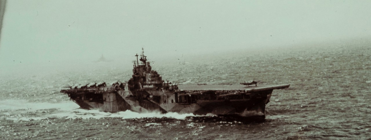 <p>Cropped Photoshopped Banner of USS Intrepid with Dazzle at Battle of Surigao Strait</p>
