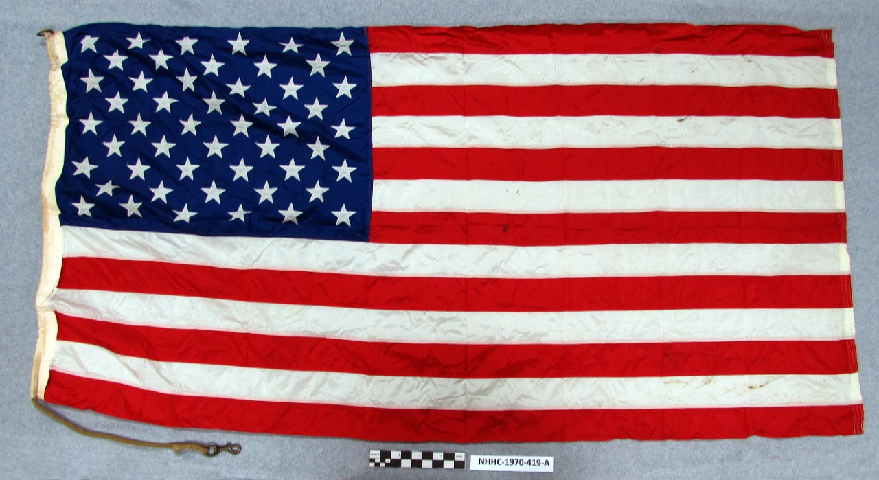 50 star us national flag/navy ensign flown on uss escape