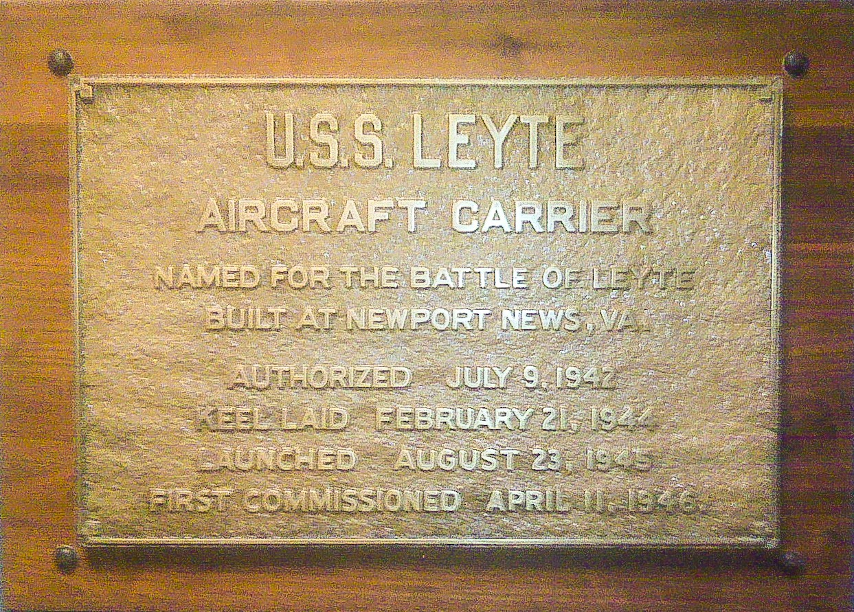 Brass builders plaque from the USS Leyte CV-32 Aircraft Carrier