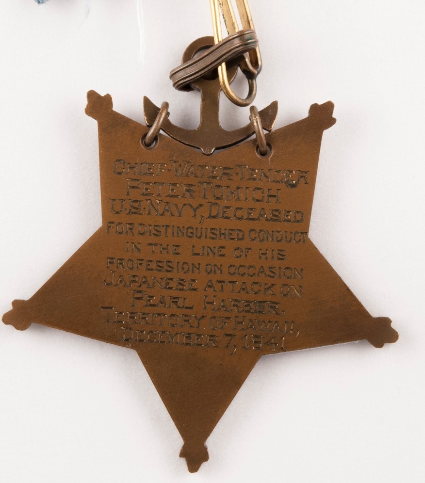 Engraved Reverse of Medal of Honor for Peter Tomich