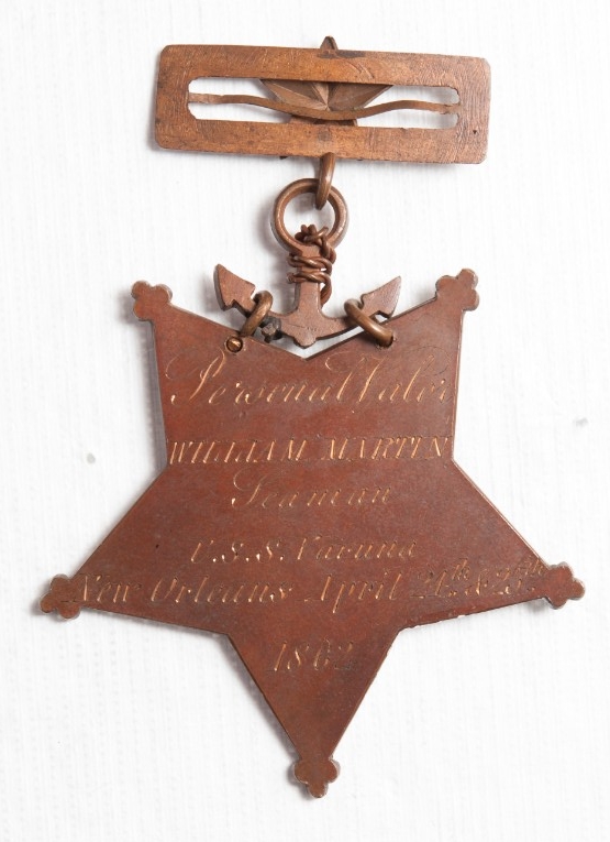 Reverse view of medal of honor of william martin