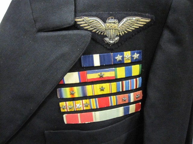 Close up view of aviator wings and ribbons