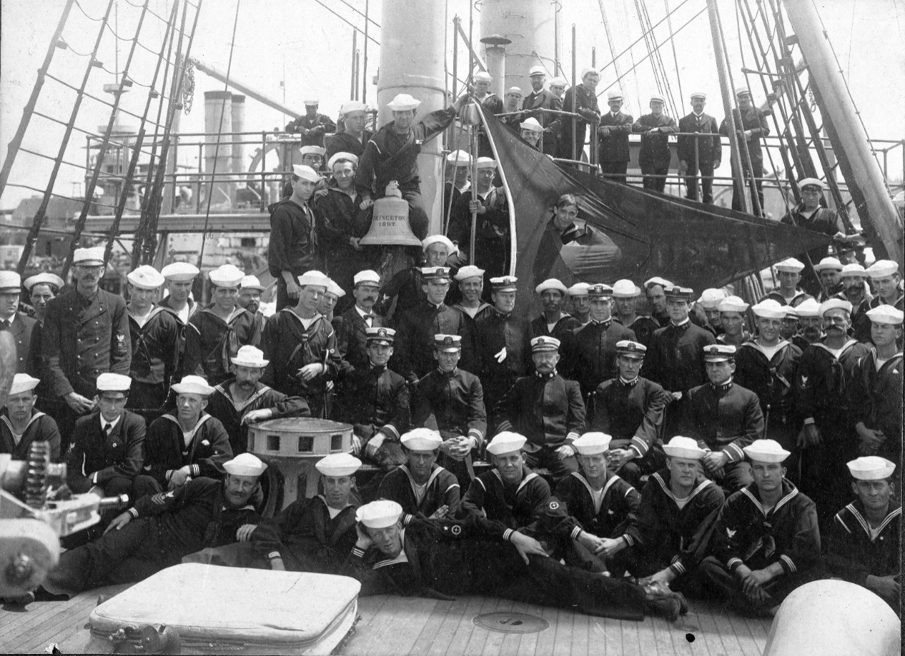 One photo of the crew of USS Princeton (PG-13), circa 1905-1915 originally from the collection of CDR Fred M. Perkins