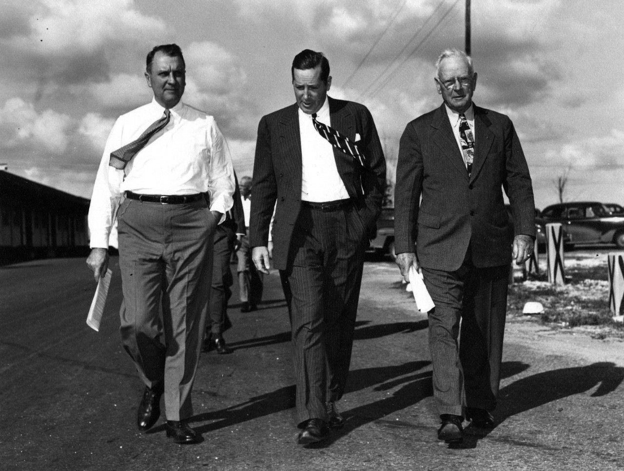 Admiral William H. Standley, USN (Ret) (at right), walks with head of Pan Am Juan Trippe (at left) and an unidentified man, likely in Miami. Original photo by Pan American World Airways Public Relations. 