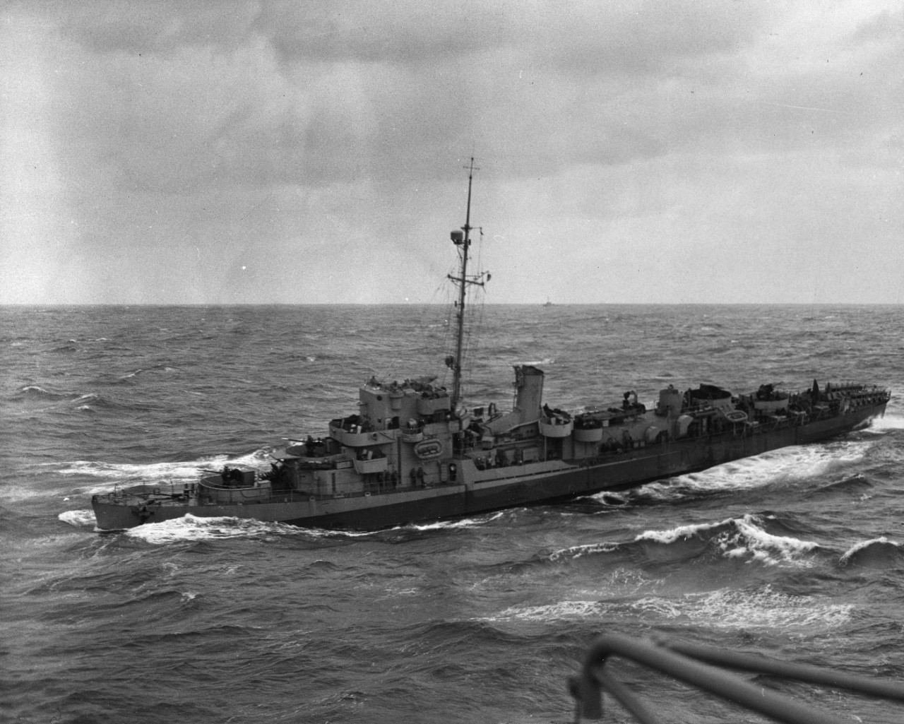 USS Loy (DE-160) underway in the North Atlantic, as seen from USS Core (CVE-13)