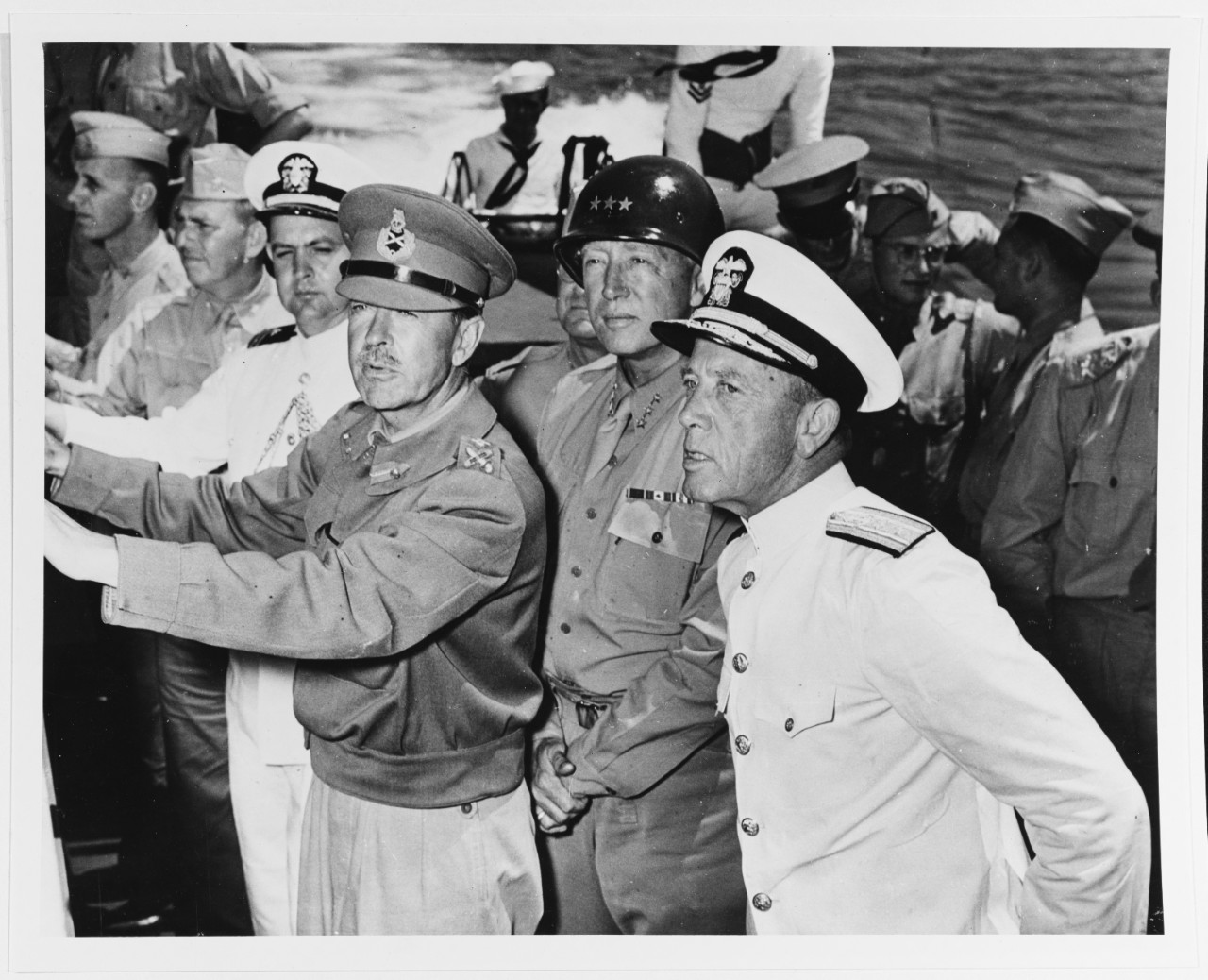 Photo #: 80-G-42487  General Sir Harold Alexander, British Army Lieutenant General George S. Patton, U.S. Army Rear Admiral Alan G. Kirk, USN